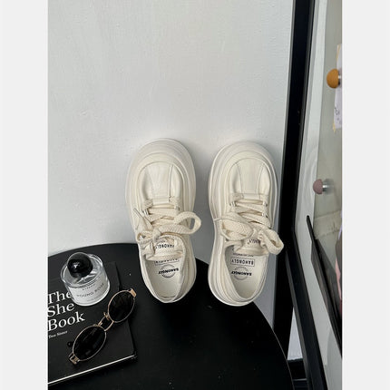 Shanni BAHONGLY Thick Bottom White Shoes Women's 2025 Spring New Increased Breathable Lightweight Bread Board Shoes Tide