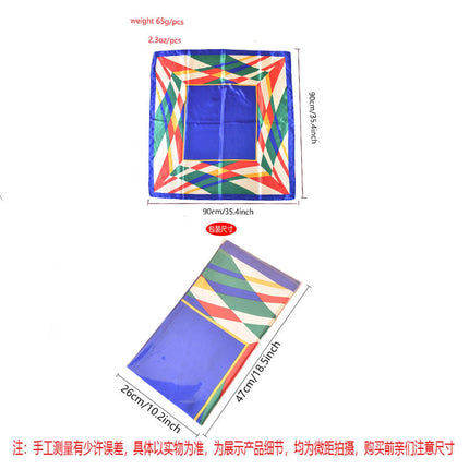 2024 New European and American Light Luxury Geometric Printed Scarf Sunscreen High-end Imitation Silk Scarf 90 Sade Large Square Scarf Batch
