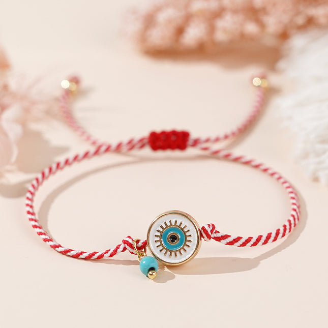 Cross-border Explosions Fashion Simple Martis Bracelet White Eyes Turquoise Red and White Rope Bracelet for Women