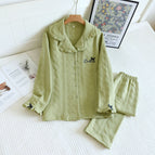 Air layer embroidery fungus collar women's set-green / L