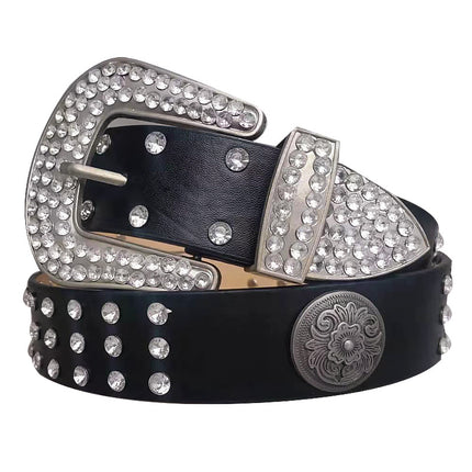 Women's Belt with Rhinestone Inlay Decoration, Versatile for Jeans, Bbsimon Belt Manufacturer Wholesale, Personalized and Trendy