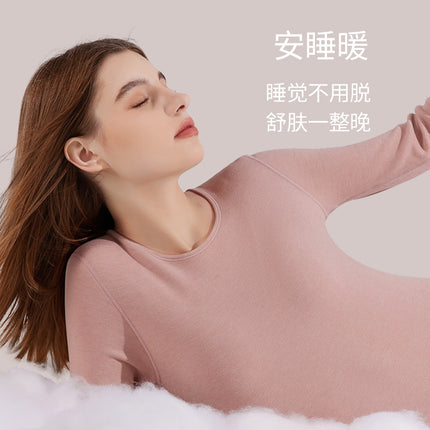Thermal Underwear Autumn and Winter Fleece-Lined Thermal Tops and Bottoms Set for Women, Heated Cashmere Women's Thermal Set, High Elasticity