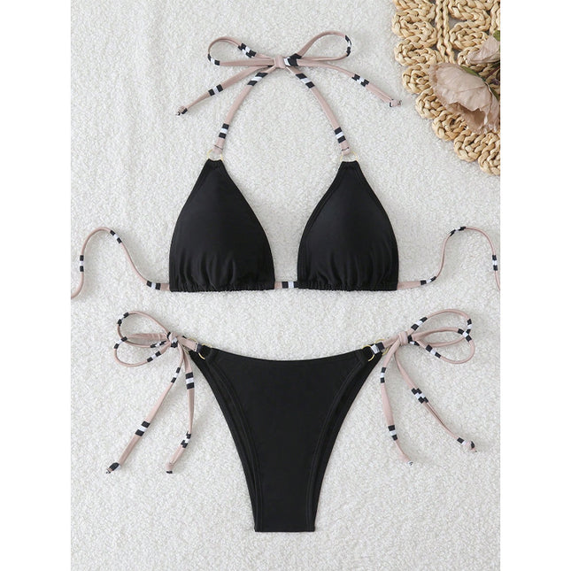 European and American Cross-Border Two-Piece Swimsuit for Women, New Bikini, Solid Color, Fashionable, Sexy, Push-Up, Deep V, Beach Vacation, High-End