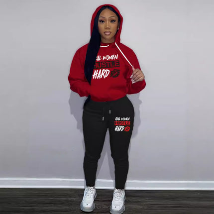 Fashion Joker Fall/Winter Sweat Pants Two-Piece Set Letter Print
