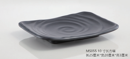 Rectangular plate melamine tableware plastic black Frosted Hot Pot Restaurant creative Japanese and Korean sushi barbecue skewers meat plate