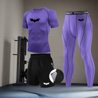 Purple bat black short-sleeved three-piece suit / S