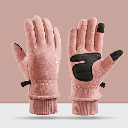 Winter Polar Fleece Gloves Men's Fleece-Lined Warm and Thickeneded Outdoor Cycling Running Sports Driving Fleece Cold-Proof Gloves