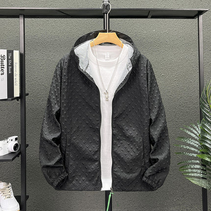Summer Thin Jacquard Sunscreen Clothing Men's Outdoor Sports Fishing Skin Clothing Trendy Brand Ice Silk Sunscreen Clothing Men's