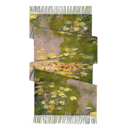2023 Winter Monet green Sleeping Lotus women's cashmere-like tassel long scarf thick warm shawl scarf scarf scarf scarf