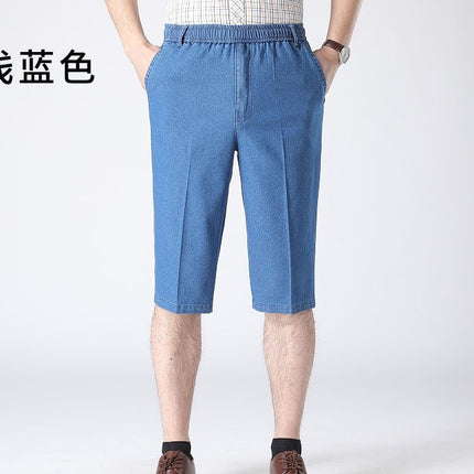 Elastic Waist Men's Straight Stretch Denim Men's Pants Loose Middle-aged Men's Casual Pants Middle-aged Men's Jeans
