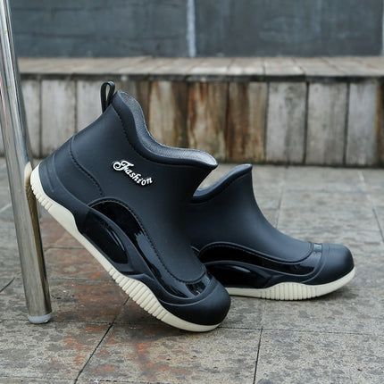 Foreign Trade Women's Rain Boots Short Outer Wear Waterproof Rain Boots fleece-lined Water Shoes Kitchen Car Washing Work Non-slip Wear-resistant Rubber Shoes