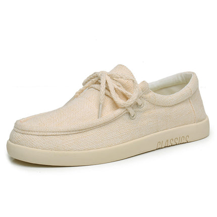 Black Linen Men's Shoes 2025 New Spring and Autumn Men's Beanie Canvas Shoes Deodorant Breathable Casual Old Beijing Cloth Shoes