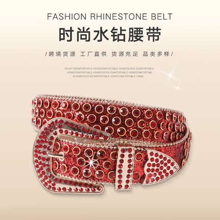 Women's Belt with Rhinestone Inlay Decoration, Versatile for Jeans, Bbsimon Belt Manufacturer Wholesale, Personalized and Trendy