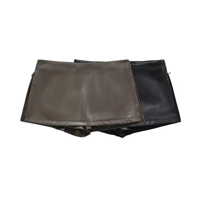 2025 New Cross-Border Dropshipping Black Mini Skirt Elegant Korean Fashion Leather Skirt Cross-Border Dropshipping