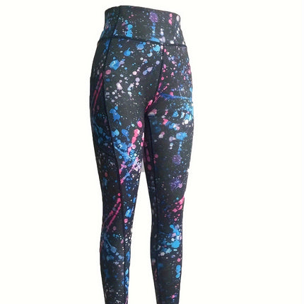 High Waist Quick Drying Print Yoga Leggings with Pocket Cross-Border