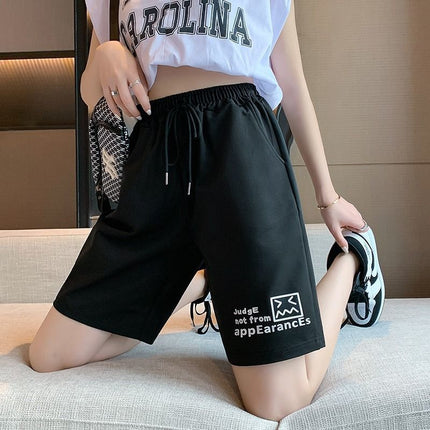 Girls Wear Running High School Entrance Examination Physical Education Junior High School Senior high school Girls Five-point Pants Loose Waist Shorts Wide Leg Pants Summer