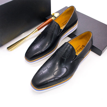 Men's Leather Shoes Casual Shoes Green Fashion Comfortable Flat Shoes Handmade Classic Loafers Office Banquet Men's Shoes
