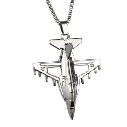 Domineering fighter aircraft model stainless steel necklace niche Joker sweater chain aviation air show commemorative gift
