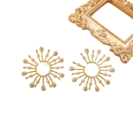 European and American Light Luxury Shiny Rhinestone Flower Earrings Women's High-End Personalized Design Earrings