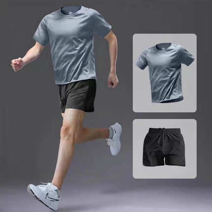 Badminton Clothing Men's Ice Silk Summer Quick-Drying Clothing Set Fitness Sports Short-Sleeved T-Shirt Table Tennis Training Equipment