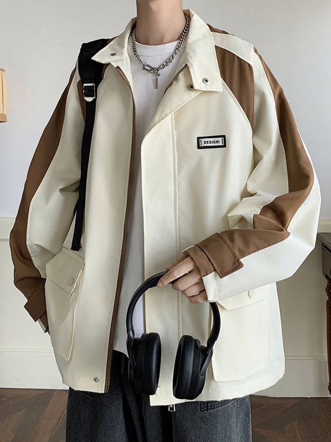 WASSUP NETS Lapel Tooling Coat Boys Spring and Autumn Jacket Top Teenager Outdoor Jacket