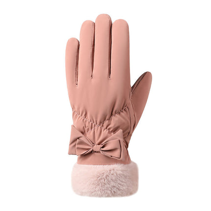 Winter Warm Gloves Women's Outgoing fleece-lined Thickened Windproof Water Splashing Cycling Cold-proof Warm Touch Screen Ski Gloves