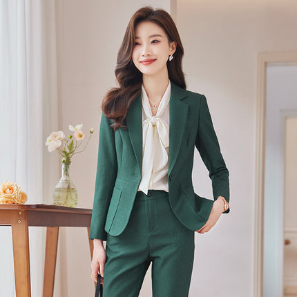 Green Suit Jacket Women Spring and Autumn New High-end Civil Servant Interview Professional Temperament Suit suit Work Clothes