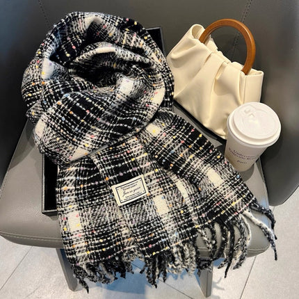 Atmospheric Imitation Cashmere Plaid Scarf for Women in Winter Thickened Warm Scarf for Students Versatile Scarf Live Broadcast Hot Cross-Border