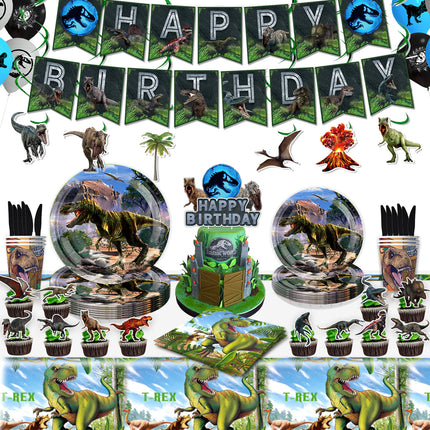 New Jurassic Dinosaur Children's Birthday Party Disposable Paper Plate Tissue Paper Cup Package Party Supplies