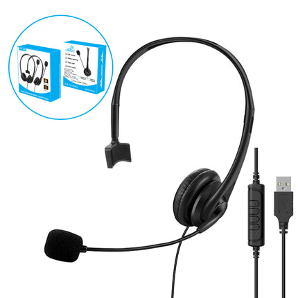 USB Headset Wired Headset Student Tablet Operator Earphone with Mai Single Ear Convertible Silk Screen LOGO