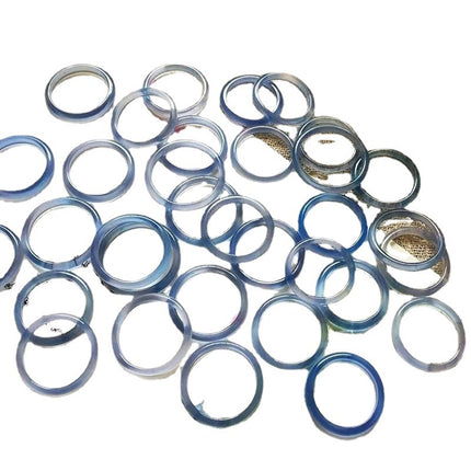 Natural White Chalcedony Ring Ice Colorful Agate Jade Women's Simple Running Ring Tail Ring National Style Fine Ring