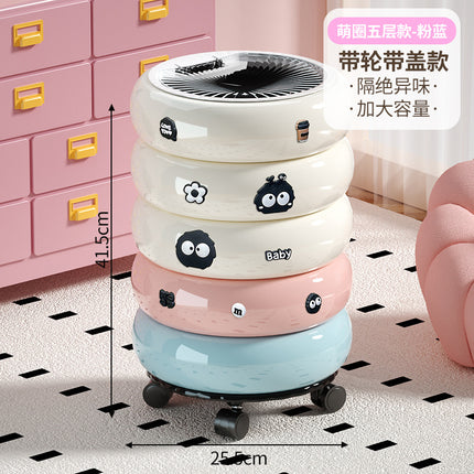 Living Room Trash Can, High-Looking Kitchen Bedroom Rotating Trash Can with Lid, Removable Bathroom Toilet Paper Basket