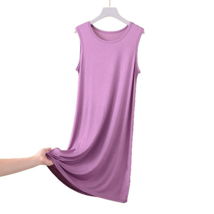 Modal Vest Dress Nightgown Women's Bottoming Skirt Summer Large Size Thin Sleeveless Mid-Length Skirt Fat mm 100kg Dress