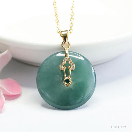 Guan Yu Natural Grade a Jade Peace Pendant Blue Water Jade Necklace Jewelry Wholesale Live Streaming S4111702