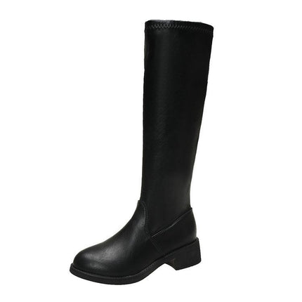 High-Top Leather Boots 2025 New Autumn and Winter Over-The-Knee Boots Women's Boots Women's Fashion Sleeve Slim Boots Long Boots