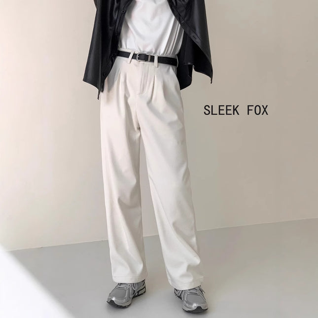 Summer Drape Suit Trousers for Men, Korean Style Casual Pants, Ins Hong Kong Style Retro Loose Small Trousers, No Ironing Treatment