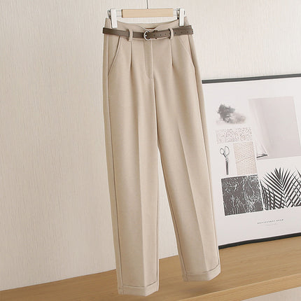 Same batch on cabinet! The slimming effect is full! Autumn and Winter high waist casual suit woolen pants cropped women's pipe pants women