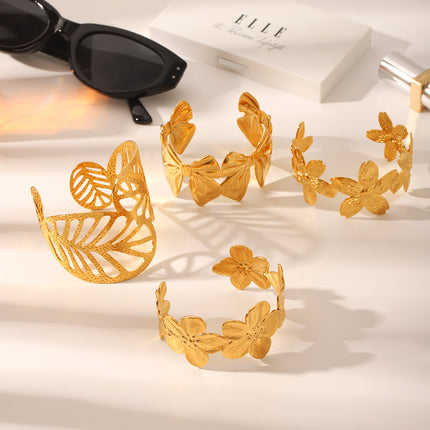 Europe and the United States cross-border stainless steel 18K gold bracelet high sense geometric irregular linear hollow opening titanium steel bracelet