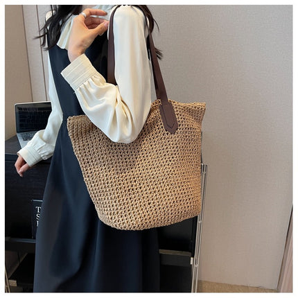 New Summer Single Shoulder Straw Bag Straw Bag Large Capacity Women's Handwoven Bag Vacation Beach Bag Tote Women's Bag
