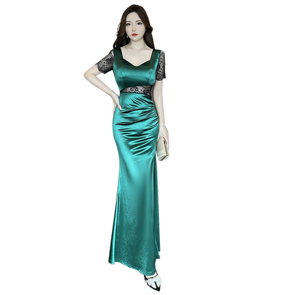 New Night Foot Bath Technician Work Clothes Slim Sauna Bath Long Evening Dress Health KTV Princess Long Dress