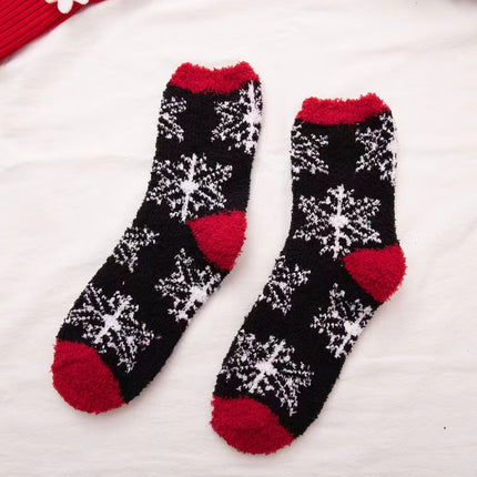 Coral fleece Christmas socks autumn and winter thick tube socks New Year gift socks cartoon Christmas socks cross-border wholesale