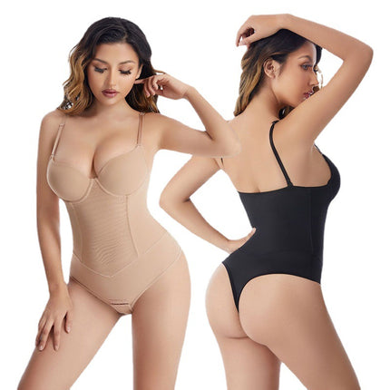 European and American Plus Size Skinny Jumpsuit Bra Shaper Belly Tinting Waist Hip-lifting G-string Underwear