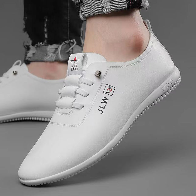 2025 new Joker men's leather shoes soft soft bottom business casual bean shoes work security dad shoes wholesale