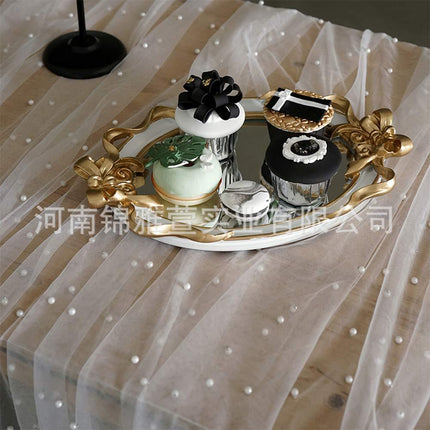 Amazon Pearl Tulle Lace Table Runner Wedding Party Outdoor Decoration Tablecloth Amazon Manufacturer Supply
