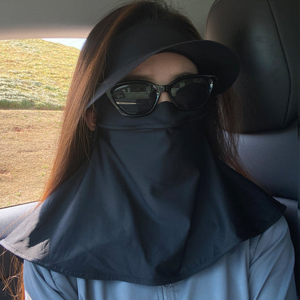 Sunscreen Cap Women's Summer Full Face Sunshade Anti-UV Riding Ice Silk Cool Sense Breathable Mask Neck Protection Integrated Cap