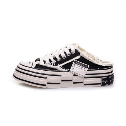 Wu Jianhao's Same Style Canvas Shoes for Women 2025 New High Casual White Small Fragrant Beggar Shoes Women's Half Slippers