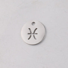 Mirror Stainless Steel 12 Zodiac Sign Round Pendant DIY Jewelry Accessories Gold Coin Titanium Steel Necklace Jewelry