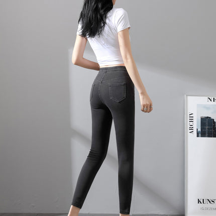 Four-Way Stretch Lightweight Skinny Jeans for Women High-Waisted Spring and Summer Thin Ultra-Thin Stretch Slim Black Leggings