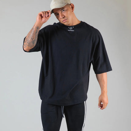 LYFT New Sports Men's T-Shirt Summer Round Neck Cotton Running Casual Fitness Short Sleeve Top