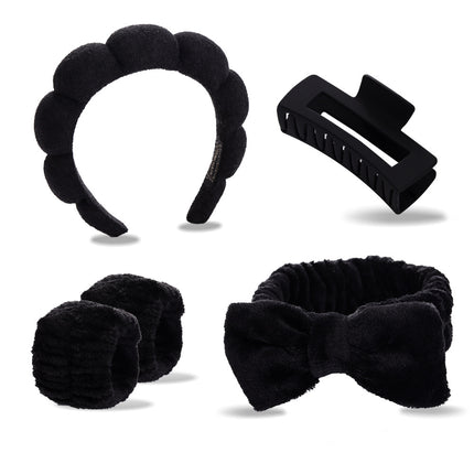 Cross-border Amazon Face Wash Hair Band Five suit Sponge Twist High Cranial Top Head Band Wrist Band Hair Band